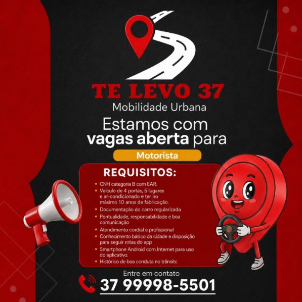 Post Te Levo 37 no Instagram: vagas para motoristas
